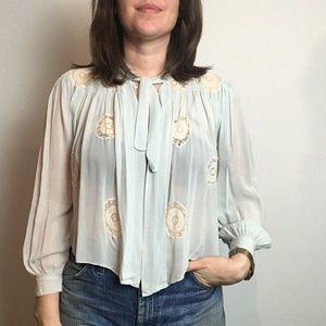 Vintage 40’s sheer top with lace details